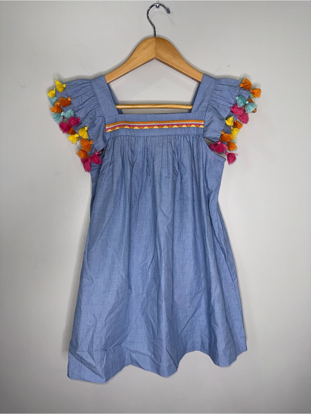 Crown & Ivy Light Blue Girls' Tassel-Trim Summer Dress Size Small 7/8 !